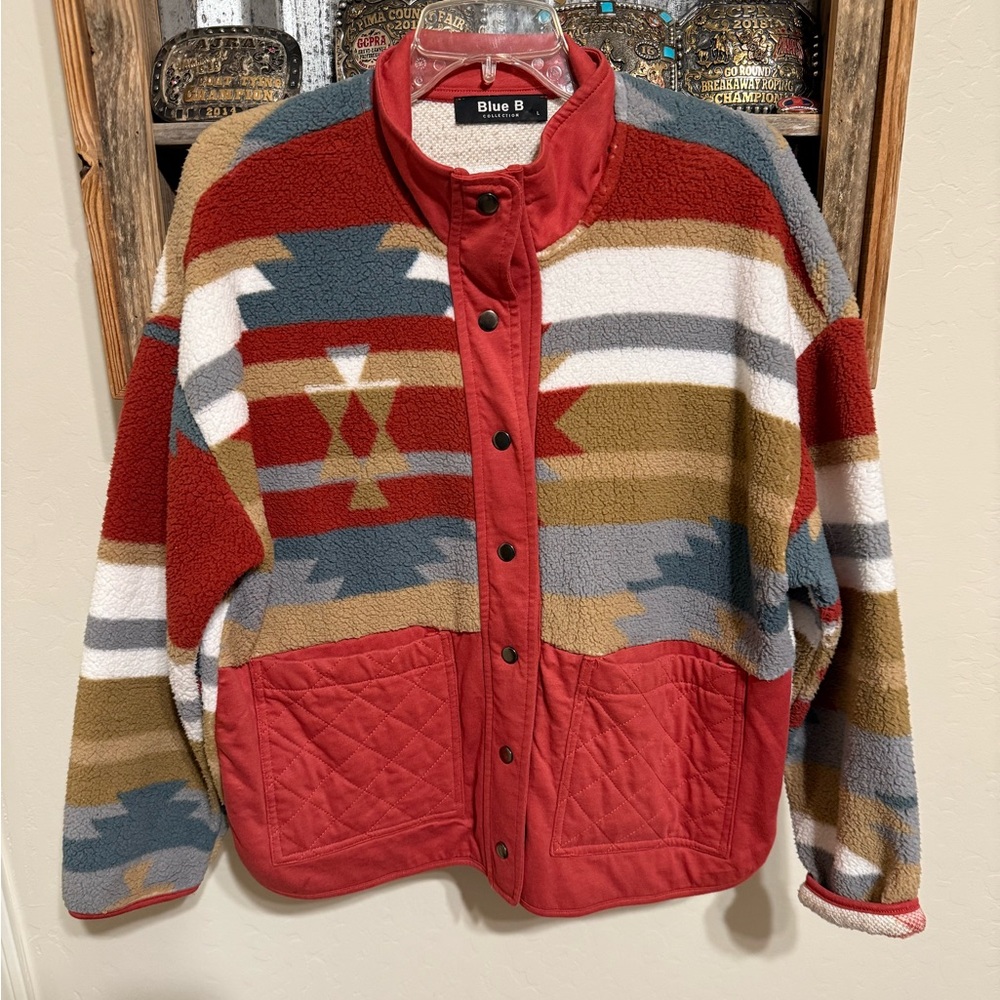 Western print shacket. Worn once. Super cute.
